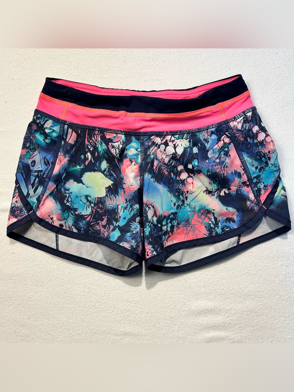 Ivivva Girls' Neon Pink & Multicolor Floral Athletic Shorts